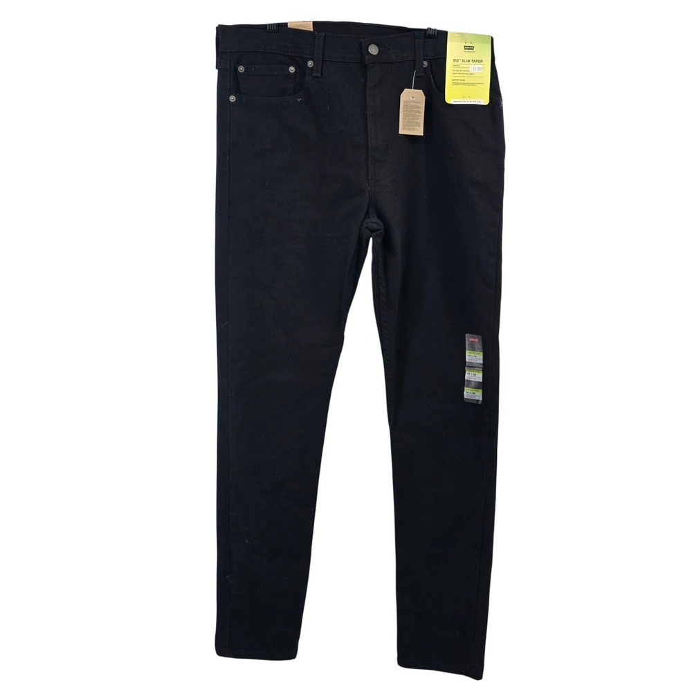 Levi's 512 Slim Taper Black Stretch Denim Jeans 36x36